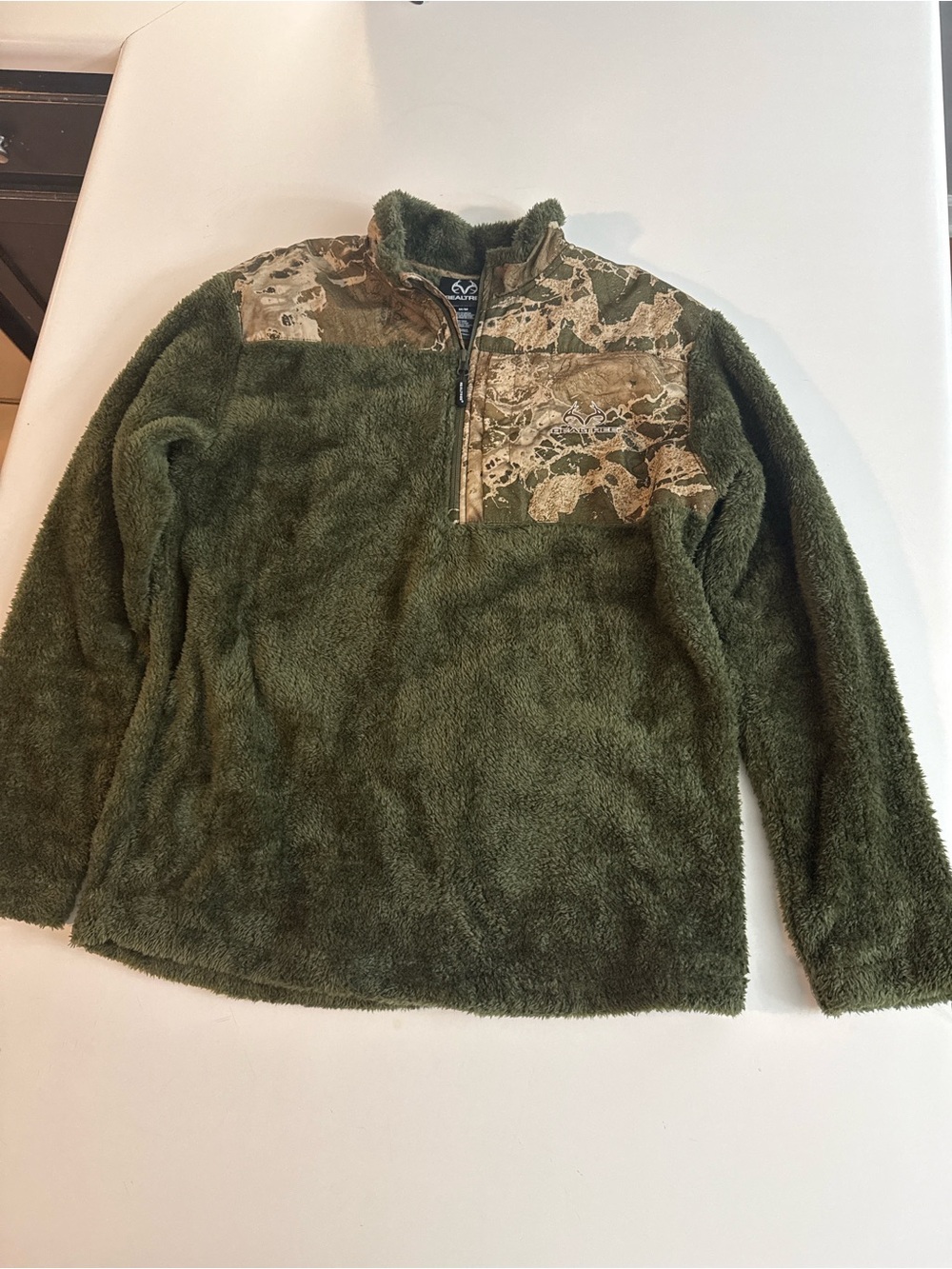 Realtree Olive Green Sherpa Half-Zip with Camo Chest Panel